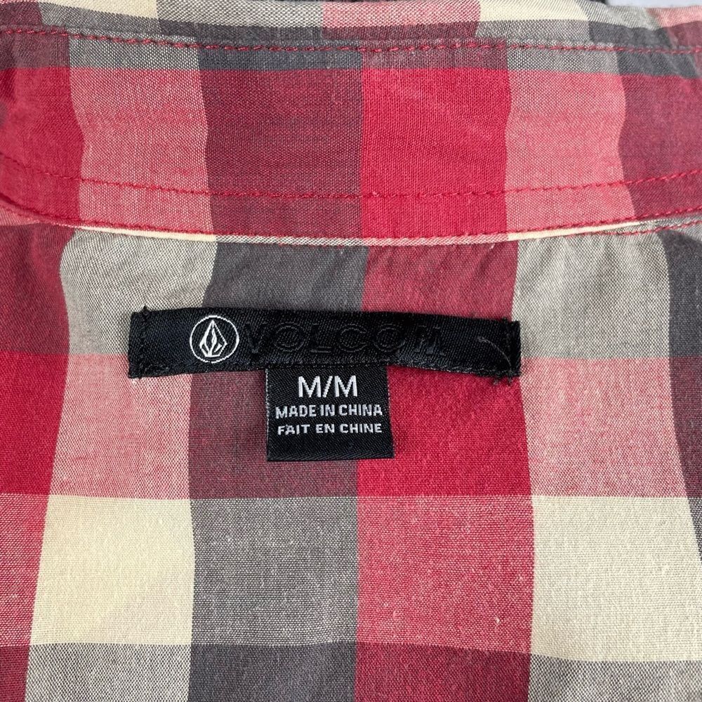 Volcom Checkered Cotton Blend Button Front Shirt … - image 7